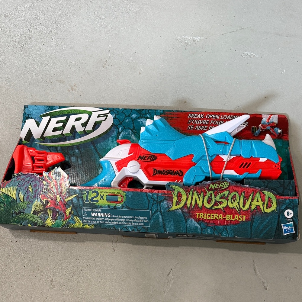 Nerf DinoSquad Tricera-Blast Blaster - Red, Blue, and White